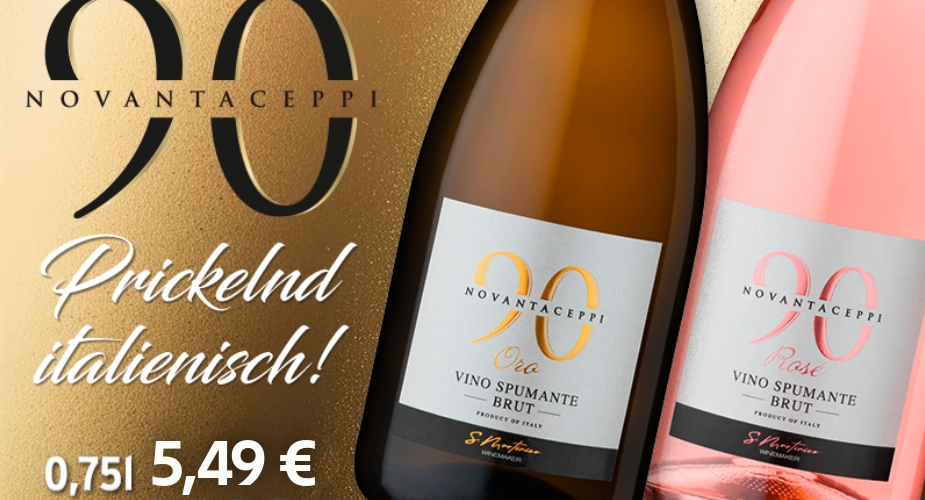Jetzt für nur 5,99€: Novantaceppi Vino Spumante Oro Brut 0,75L